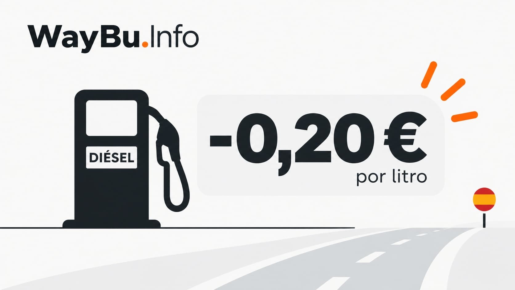 Descuento de 0,20 € por litro de diésel en España.